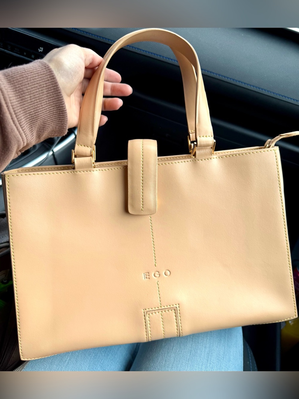 EGO Tan Faux Leather handbag With Strap